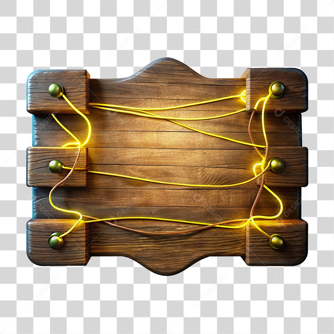 Placa de Madeira com Cores Neon PNG Transparente