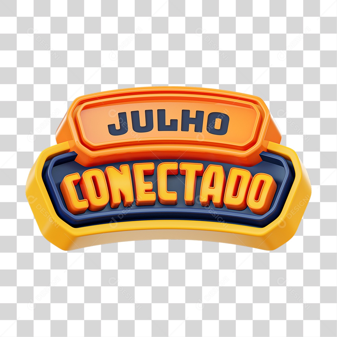 Selo 3D Julho Conectado PNG Transparente