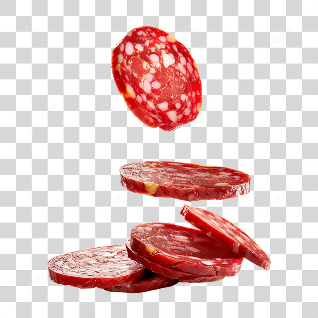 Fatias Pedaços de Salames PNG Transparente