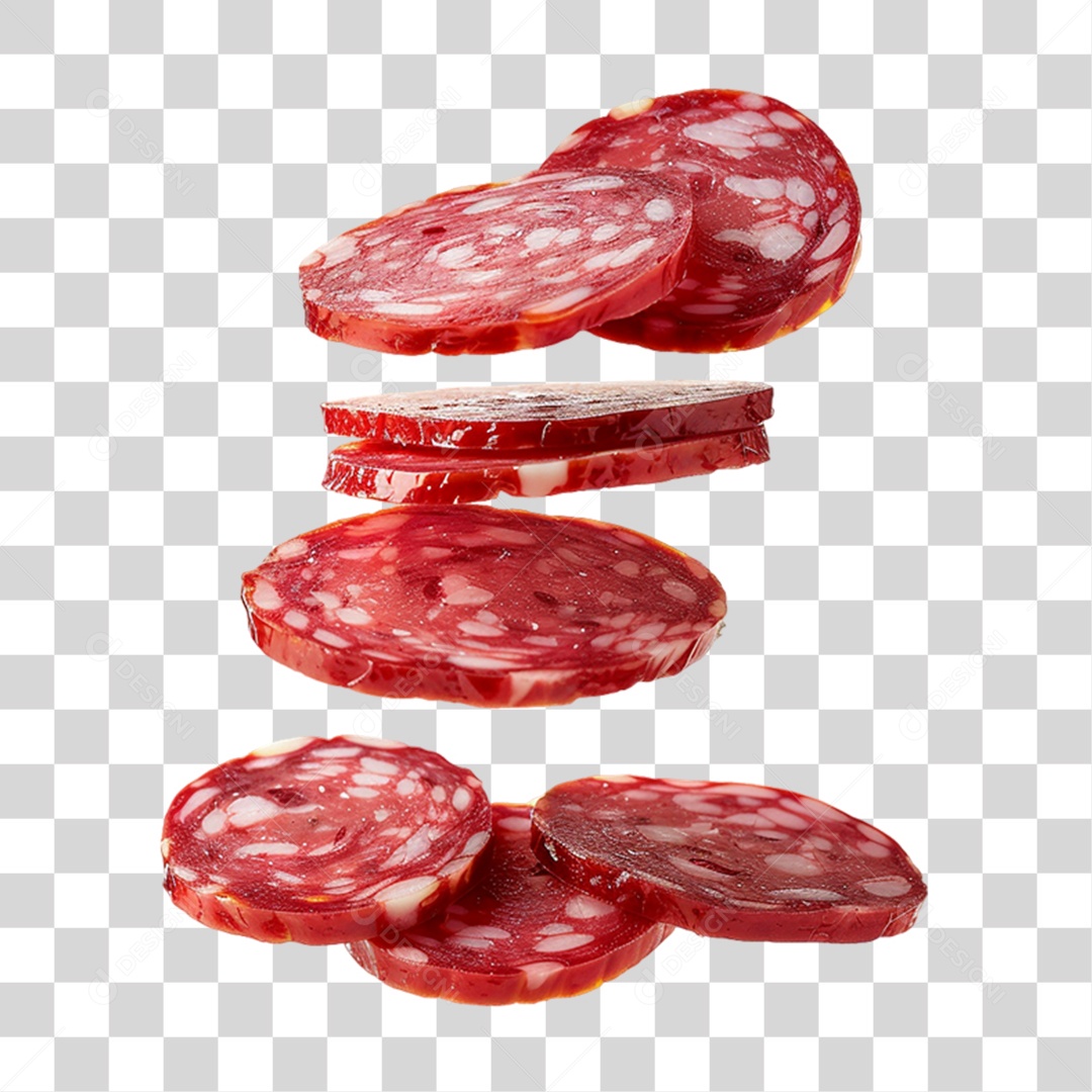 Fatias Pedaços de Salames PNG Transparente