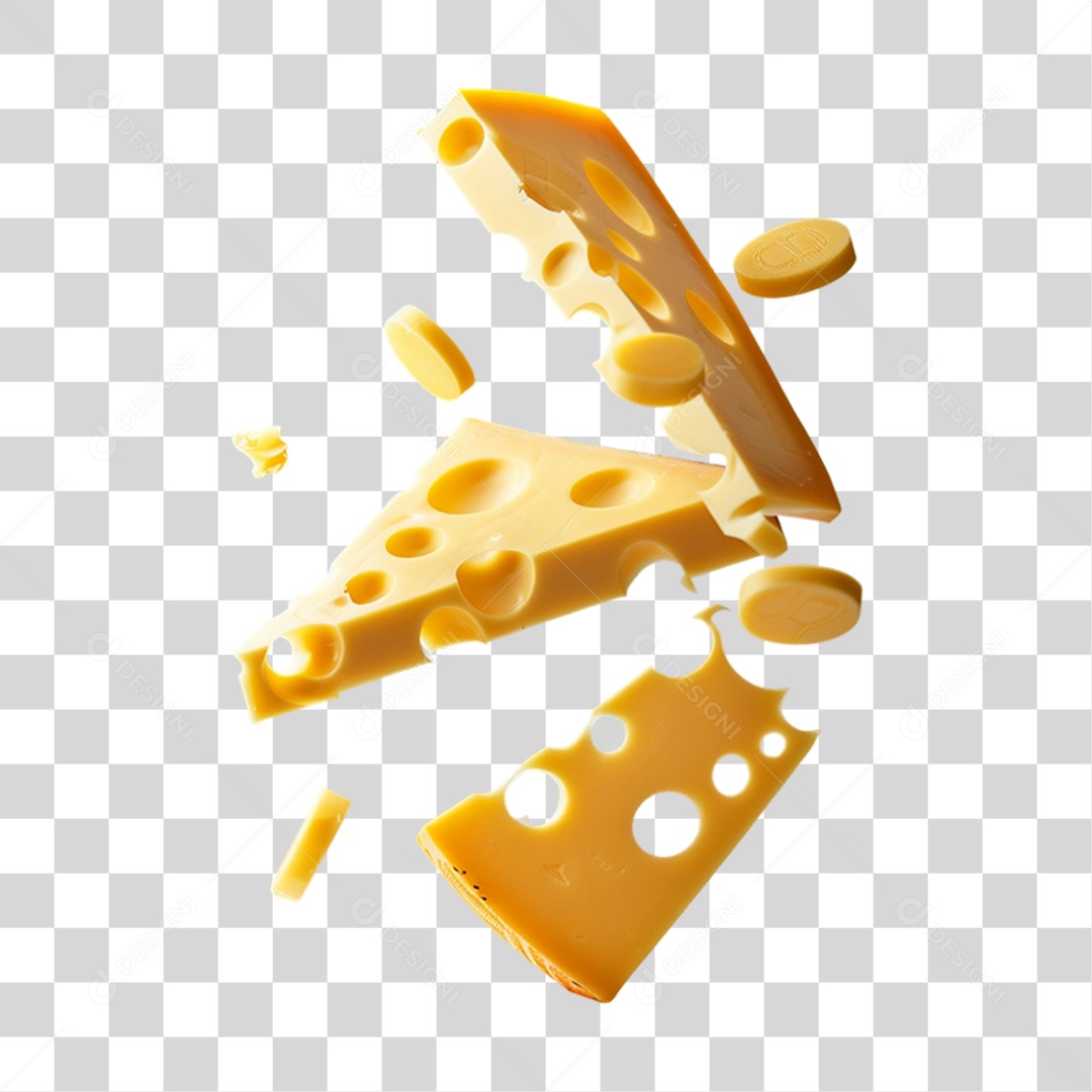 Fatias Pedaços de Queijo PNG Transparente