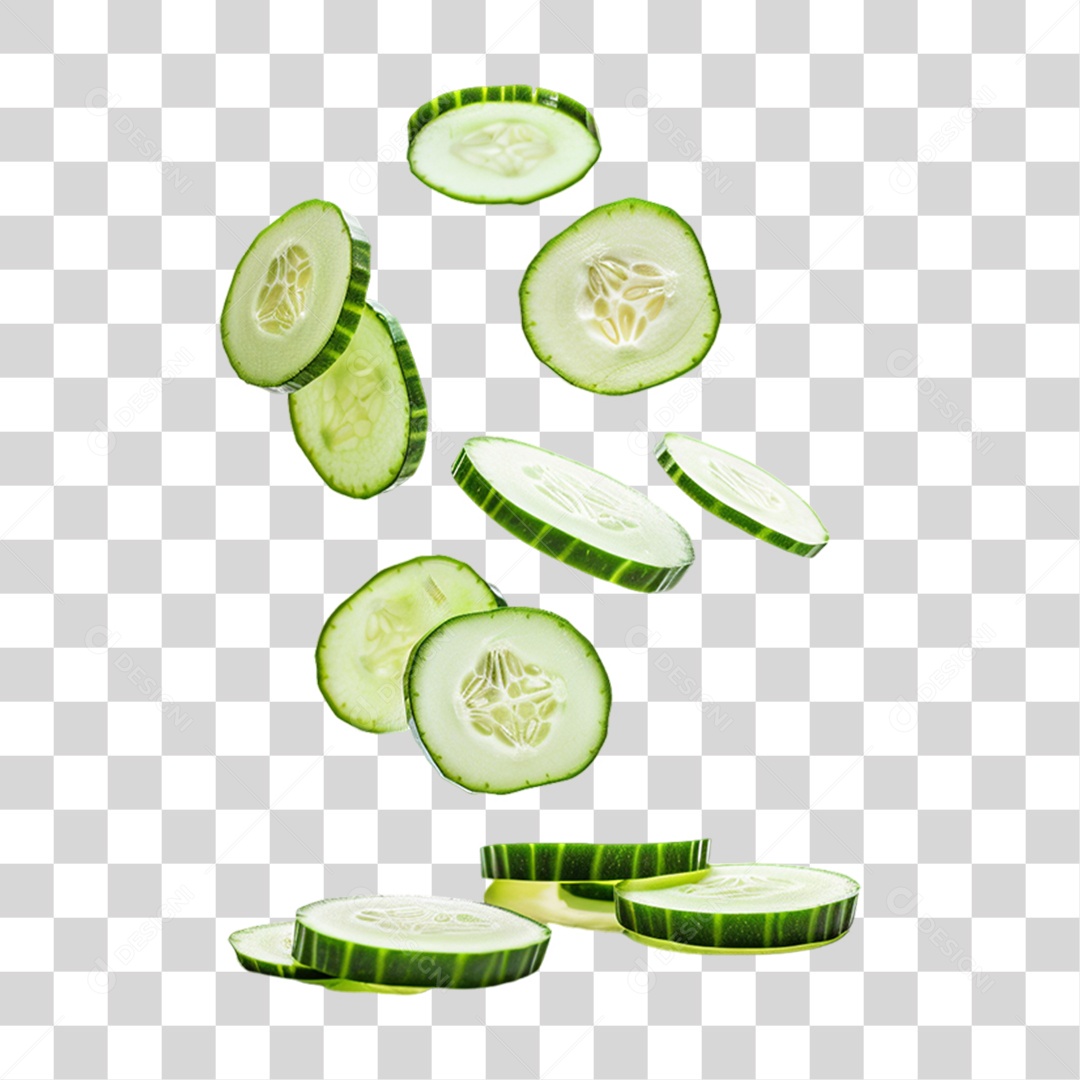 Fatias Pedaços de Pepino PNG Transparente