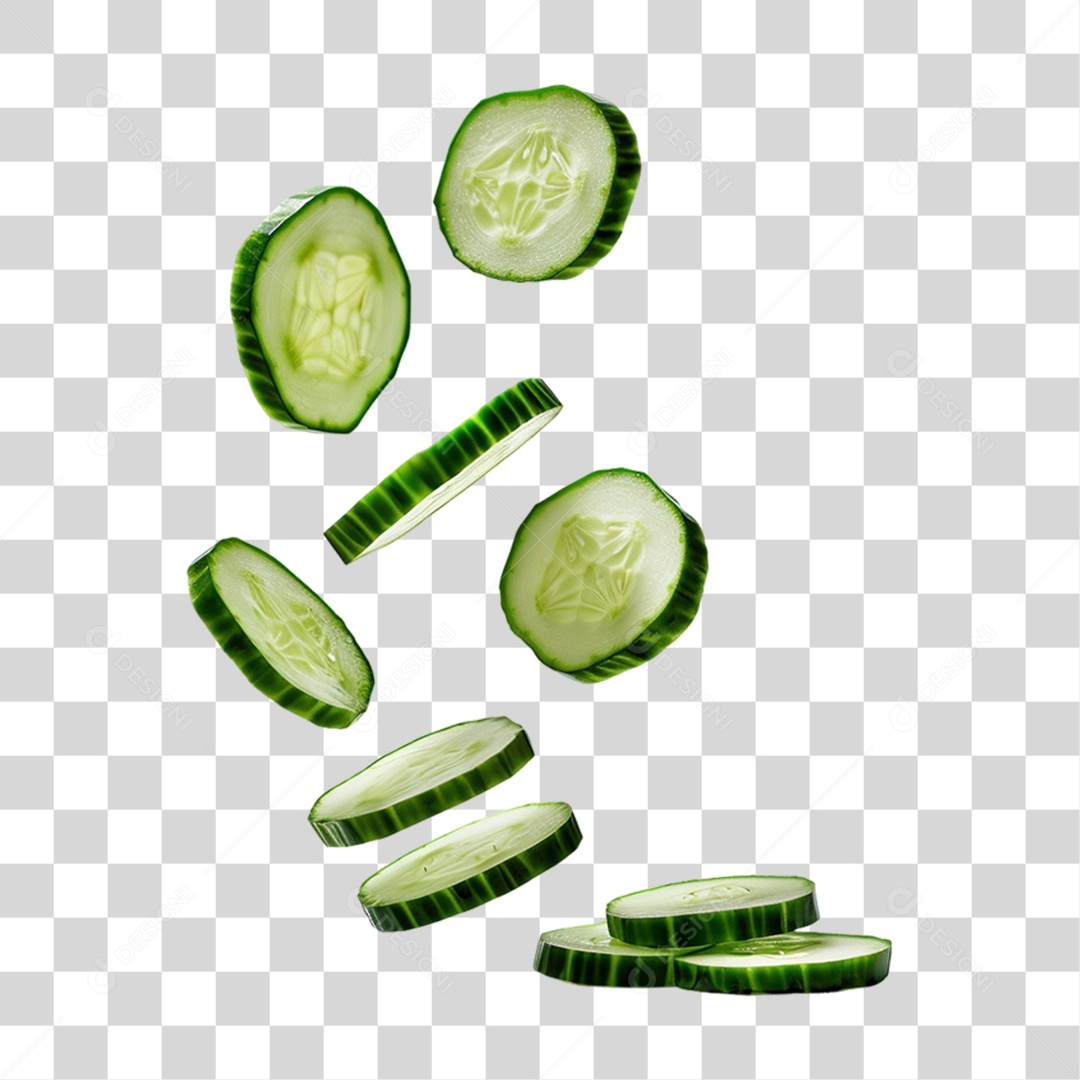 Fatias Pedaços de Pepino PNG Transparente