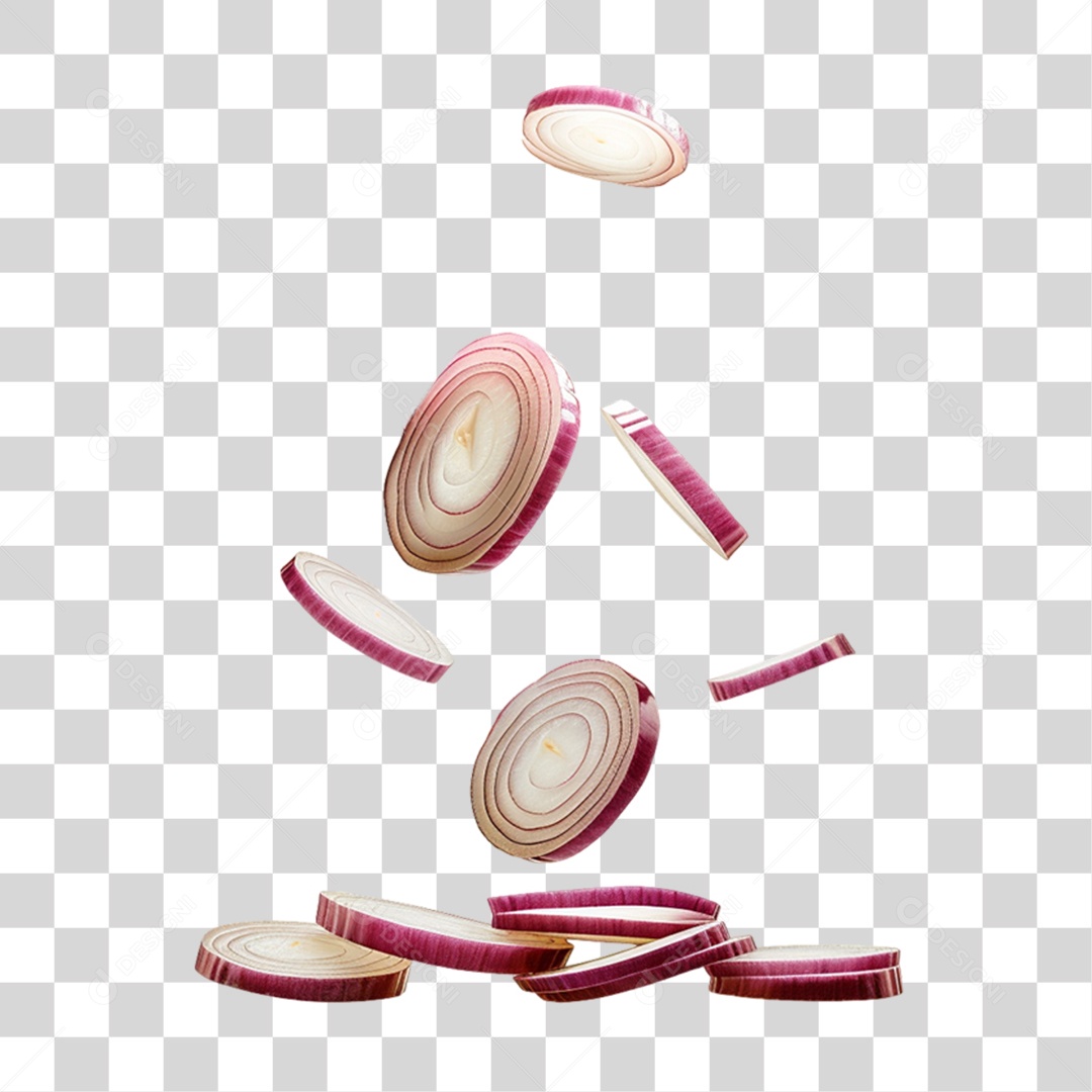 Fatias Pedaços de Cebola Roxa PNG Transparente