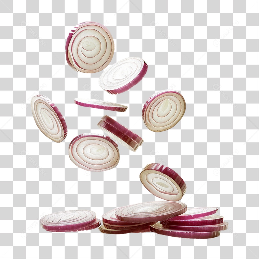 Fatias Pedaços de Cebola Roxa PNG Transparente