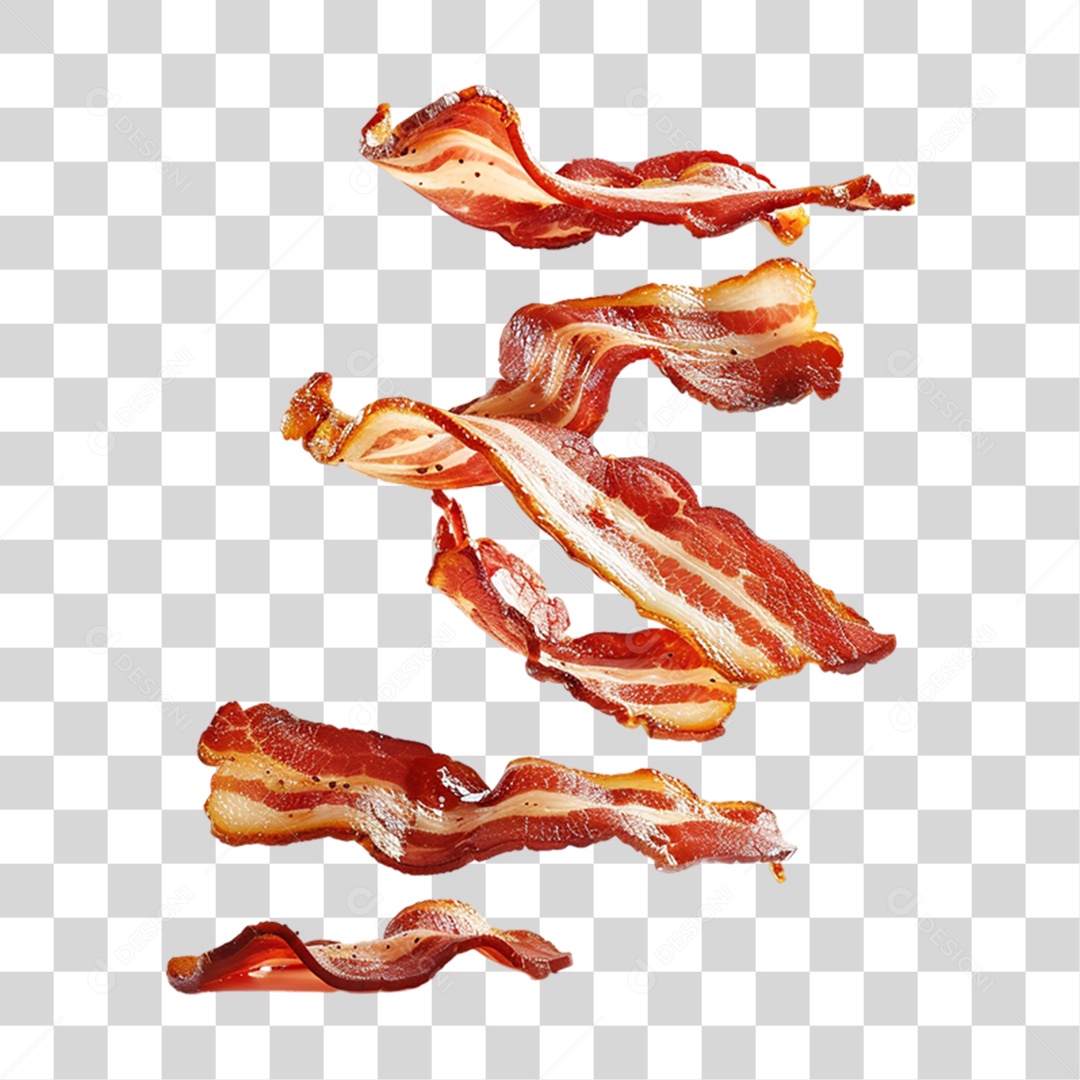 Fatias Pedaços de Bacon PNG Transparente