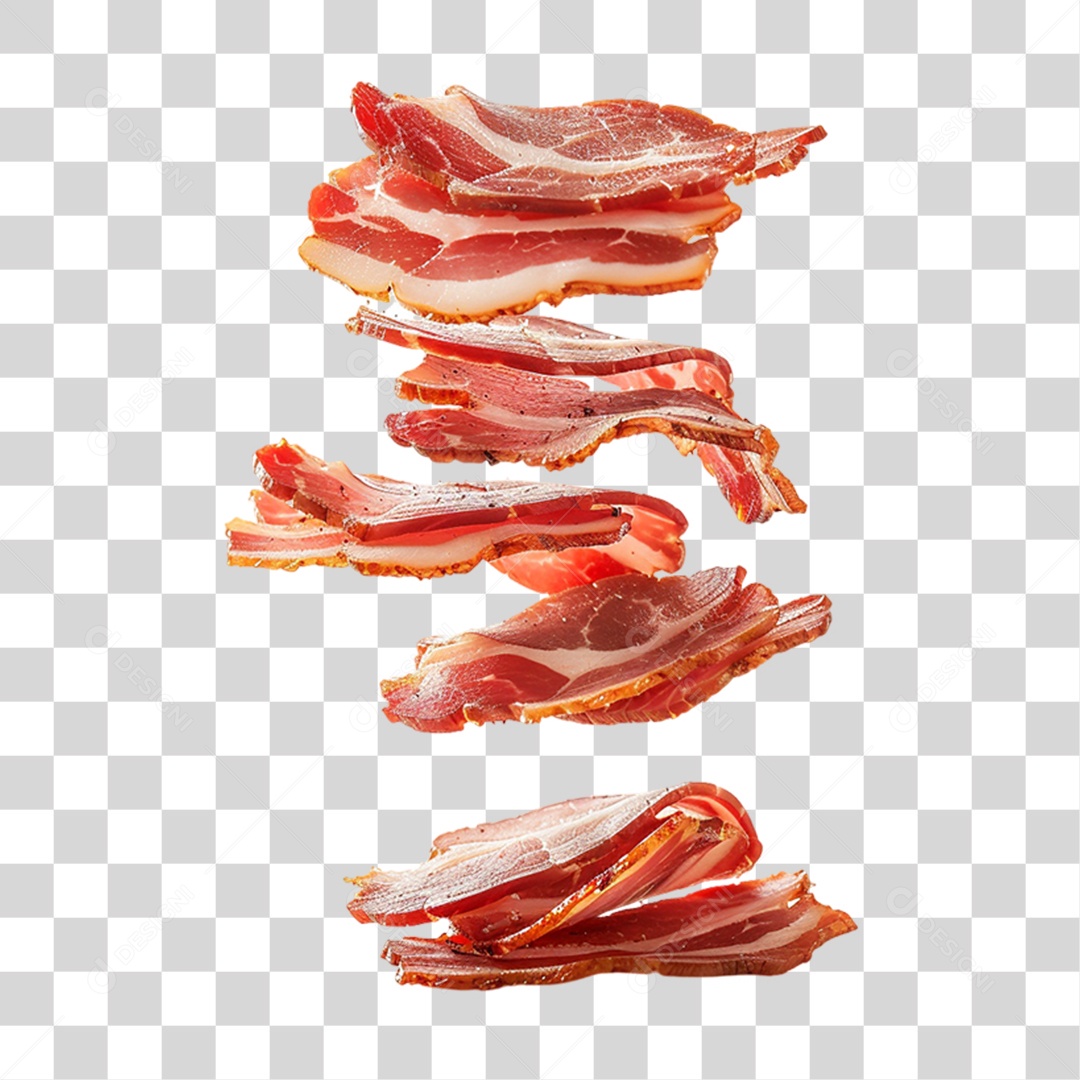 Fatias Pedaços de Bacon PNG Transparente