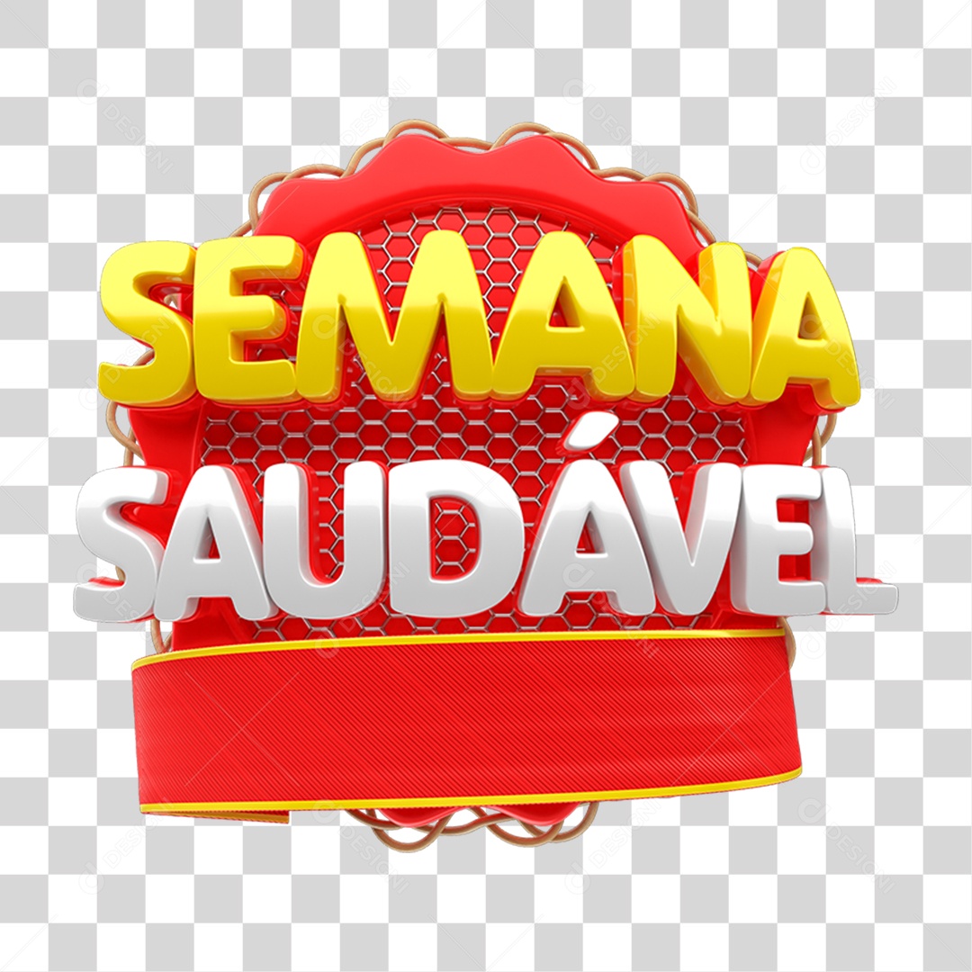 Selo 3D Semana Saudável PNG Transparente