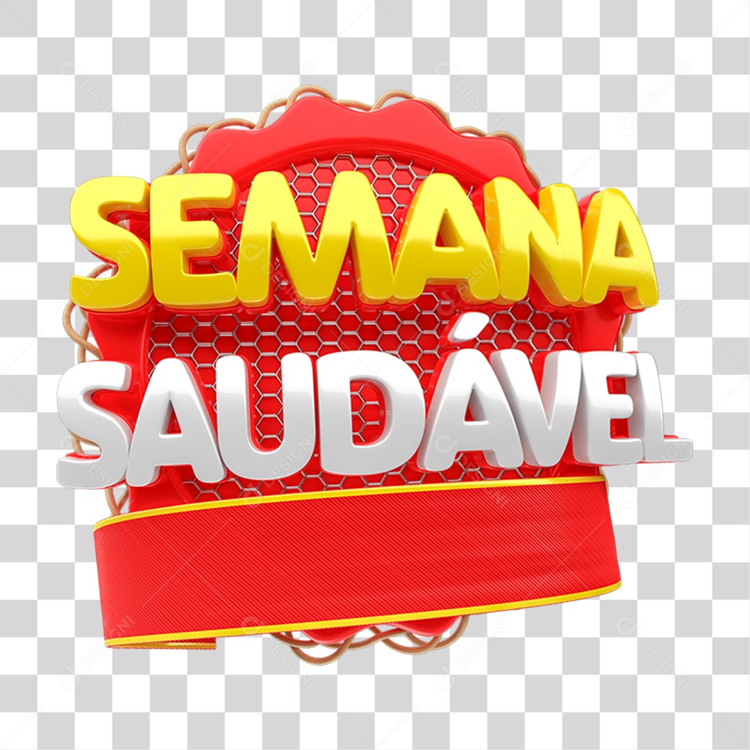 Selo 3D Semana Saudável PNG Transparente