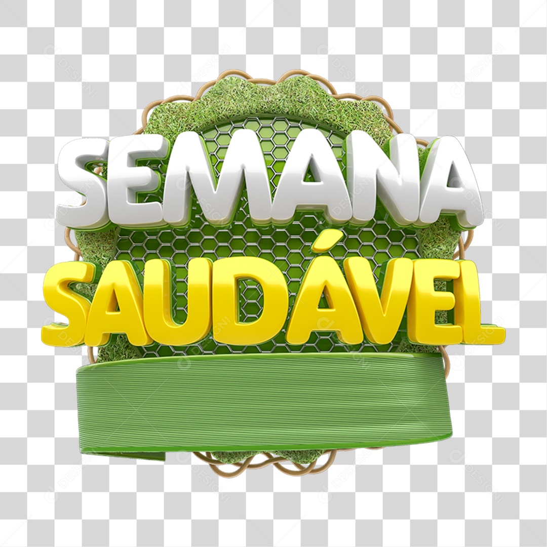 Selo 3D Semana Saudável PNG Transparente