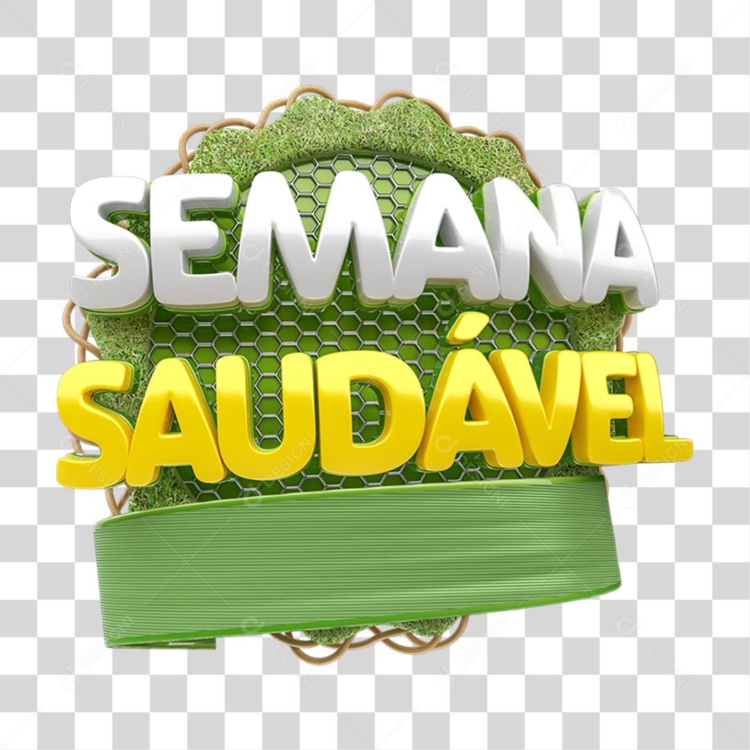 Selo 3D Semana Saudável PNG Transparente