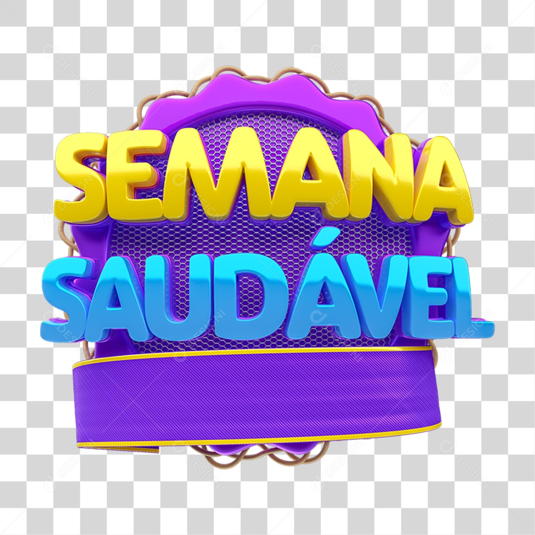Selo 3D Semana Saudável PNG Transparente