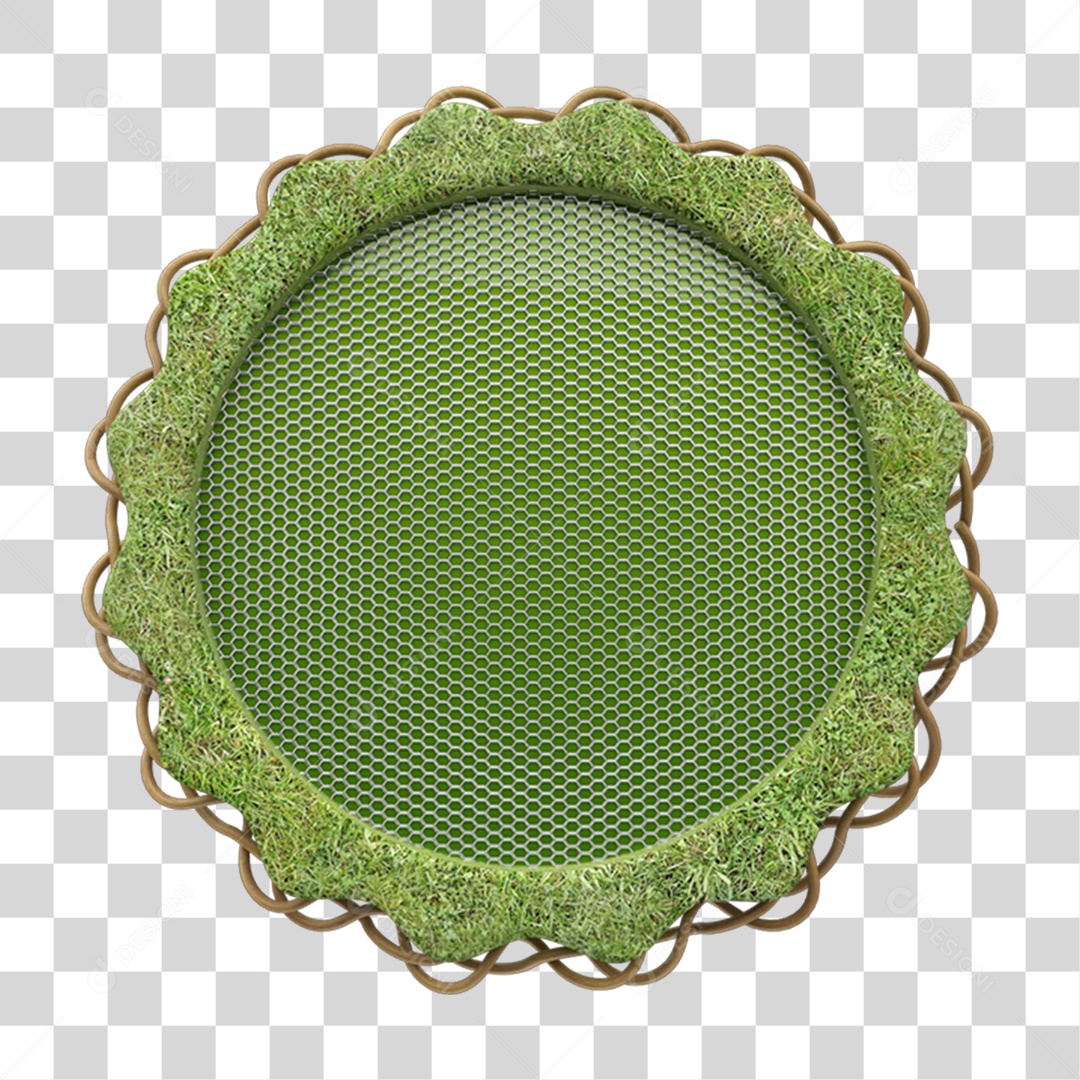 Elemento 3D Placa Verde Redonda PNG Transparente
