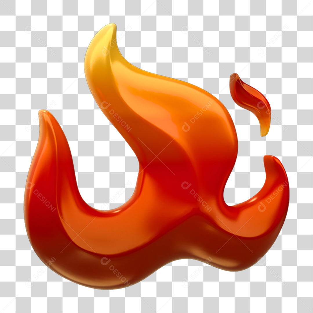 Elemento 3D Chama Fogo PNG Transparente