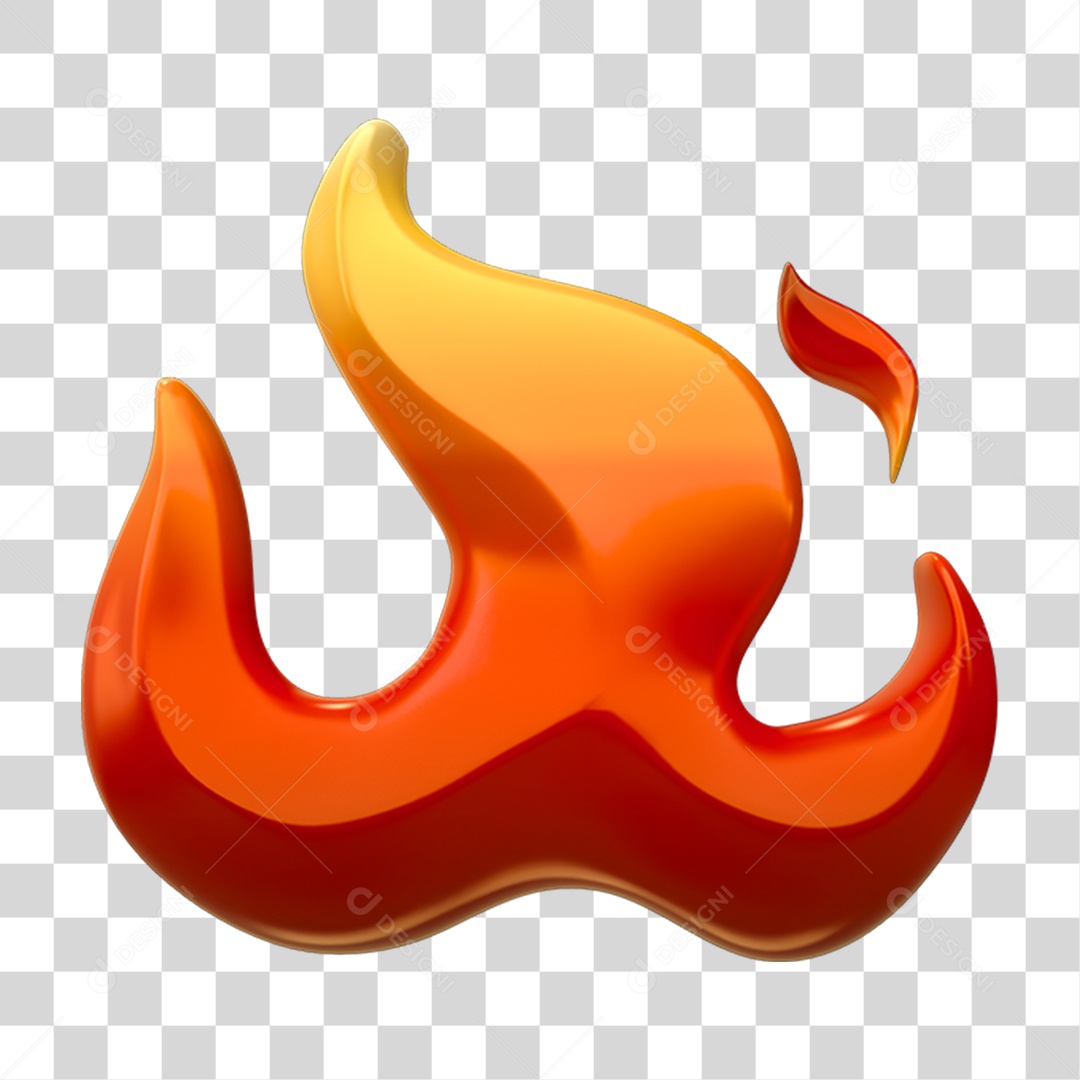 Elemento 3D Chama Fogo PNG Transparente