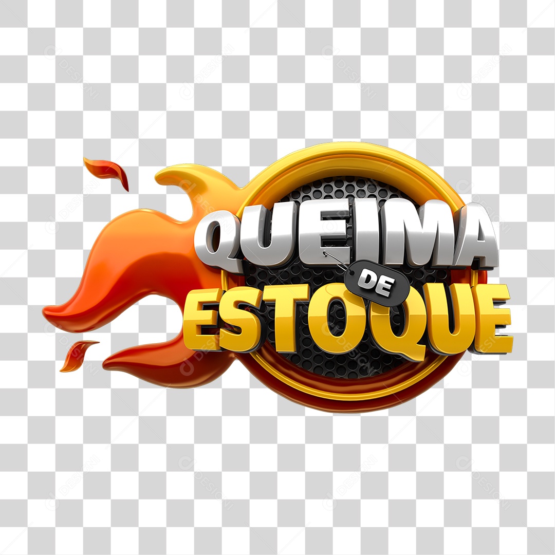 Selo 3D Queima de Estoque PNG Transparente