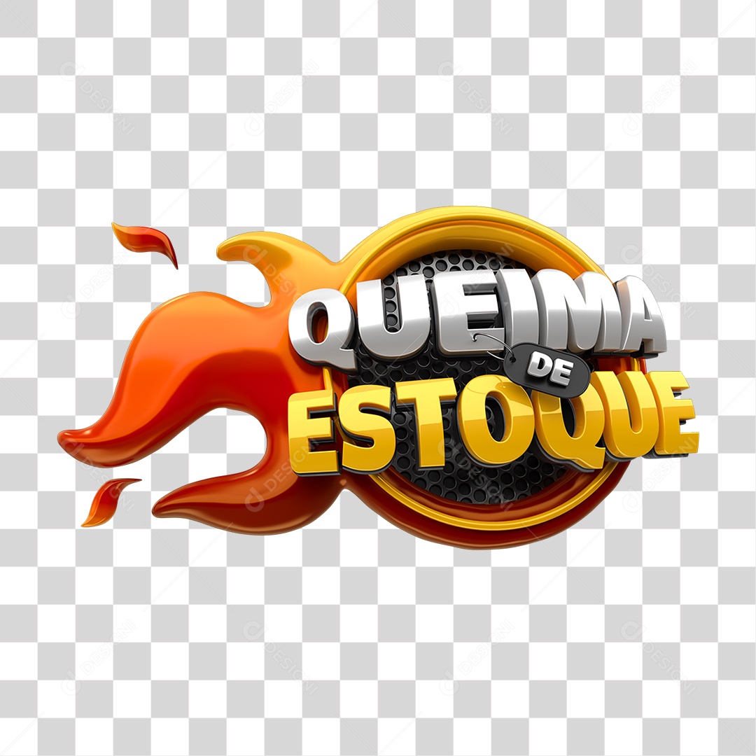 Selo 3D Queima de Estoque PNG Transparente