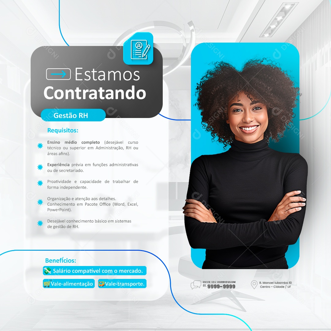Social Media Vaga Emprego Estamos Contratando PSD Editável
