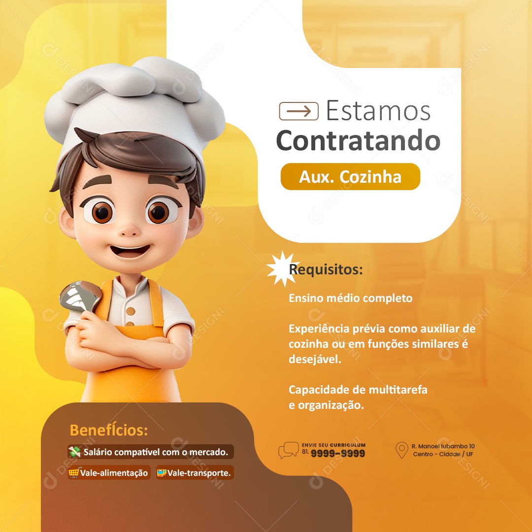 Social Media Vaga Emprego Estamos Contratando PSD Editável