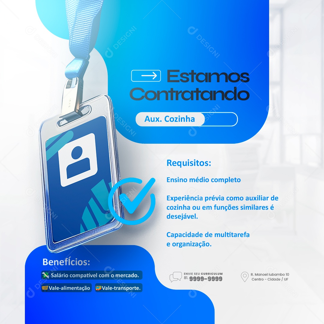 Social Media Vaga Emprego Estamos Contratando PSD Editável