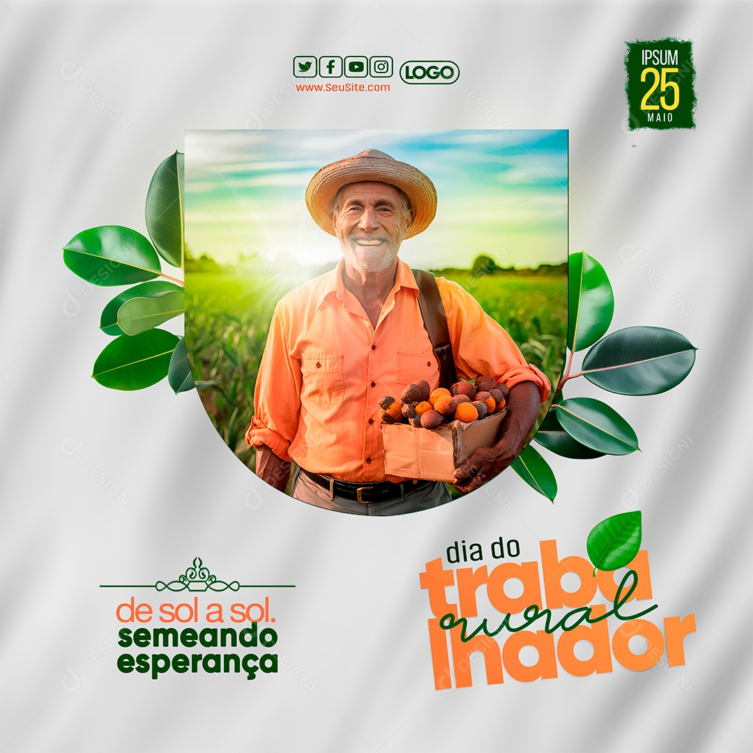 Social Media Feed Dia do Trabalhador Rural PSD Editável