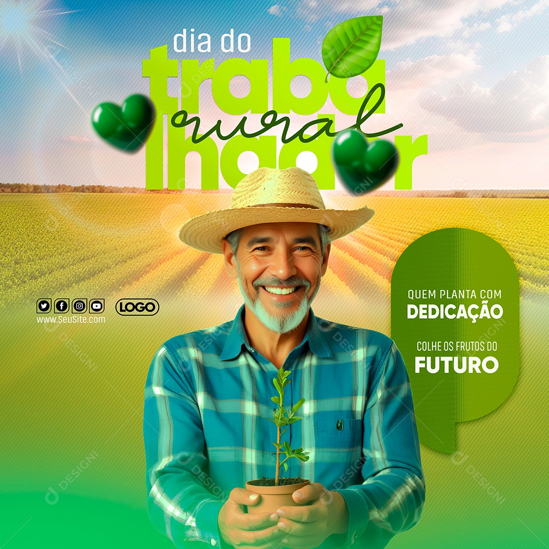 Social Media Feed Dia do Trabalhador Rural PSD Editável