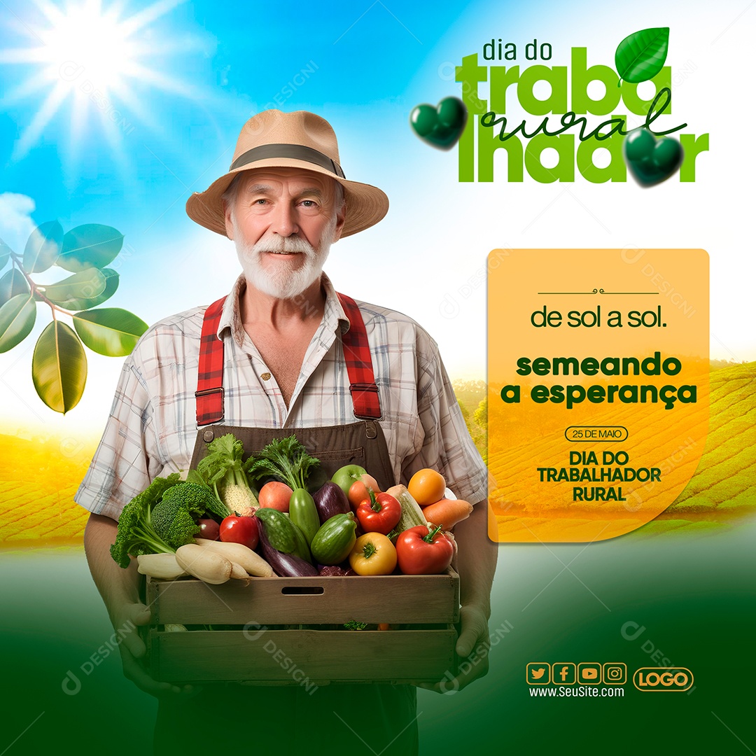 Social Media Feed Dia do Trabalhador Rural PSD Editável