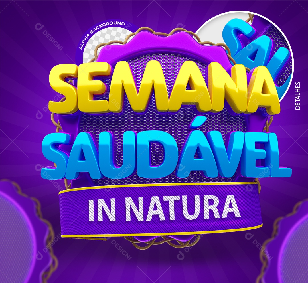 Semana Saudável Selo 3D para Composição PSD