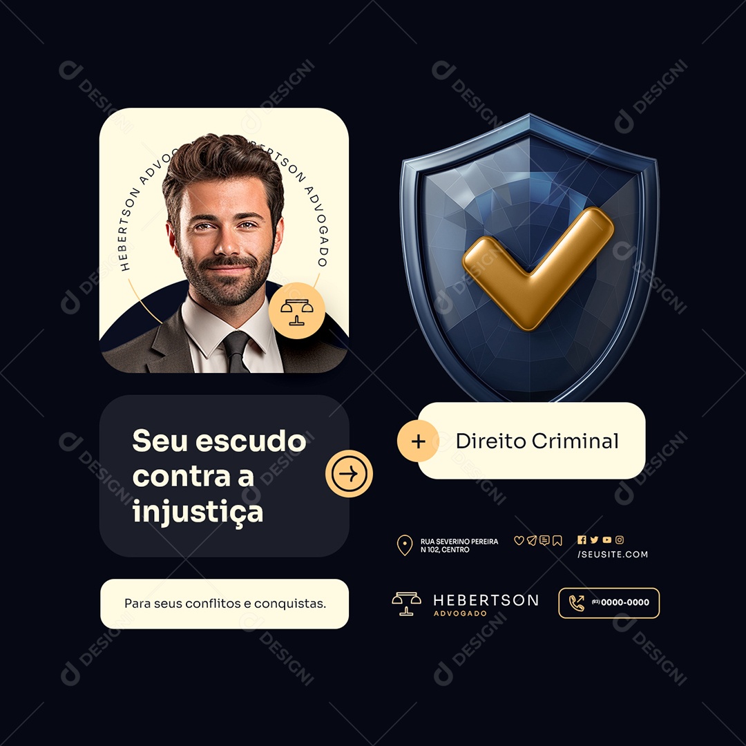 Seu Escudo Contra a Injustiça Social Media PSD Editável