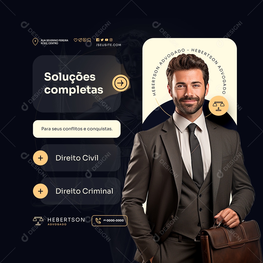 Soluções Completas Direito Civil e Criminal Social Media PSD Editável