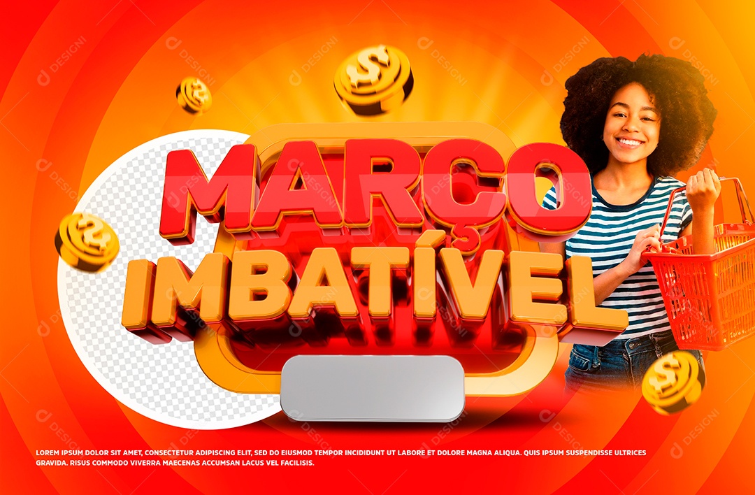 Março Imbatível Selo 3D Para Composição PSD