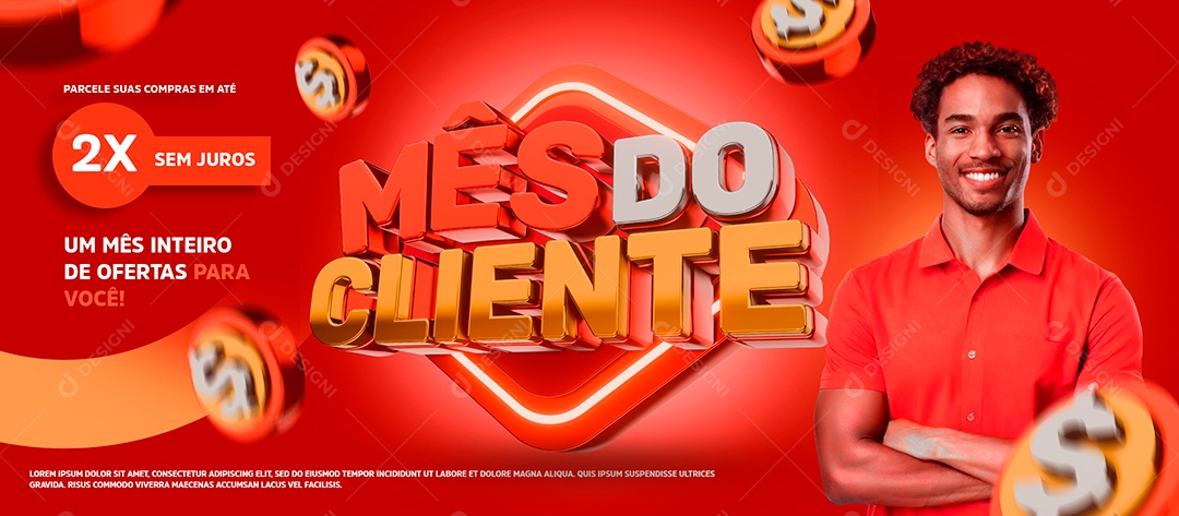 Mês Cliente Selo 3D Para Composição