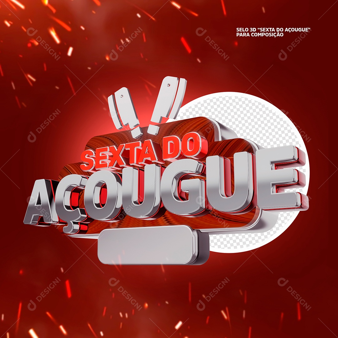 Selo 3D Sexta Açougue Para Composição PSD