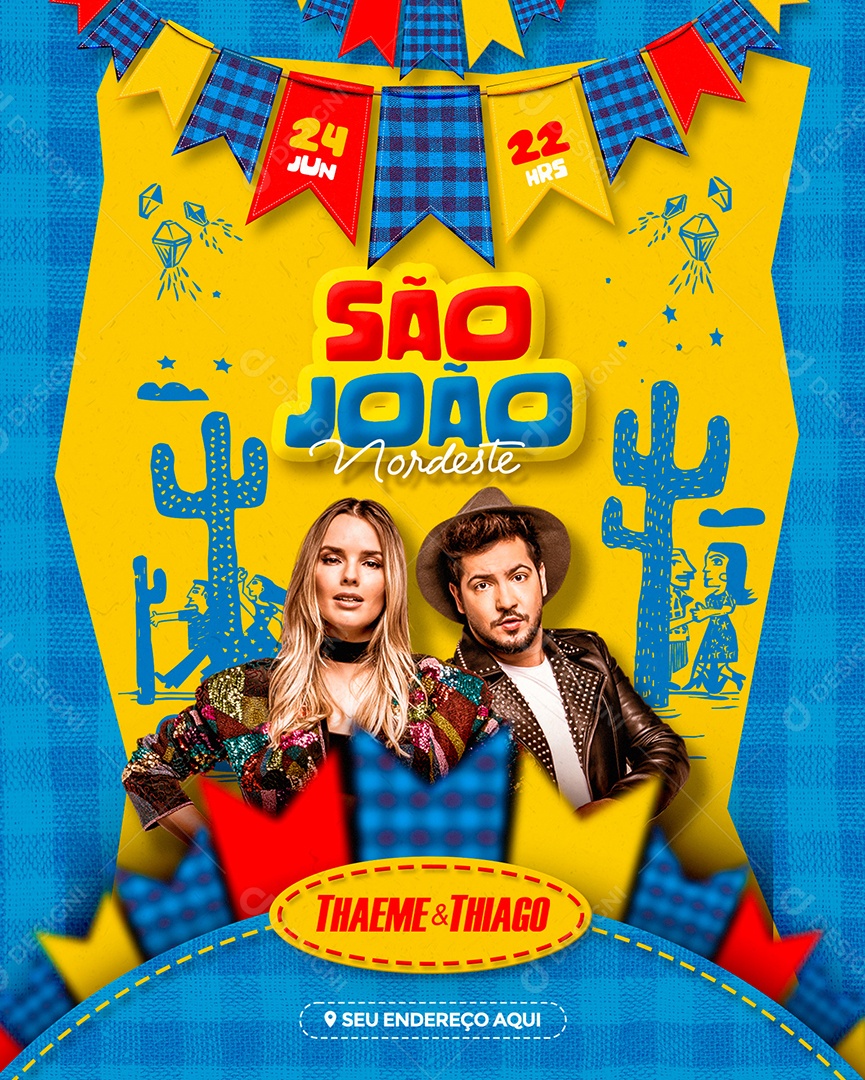 São João Nordeste Feed Social Media PSD Editável