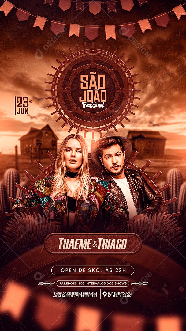 São João Tradicional Story Social Media PSD Editável