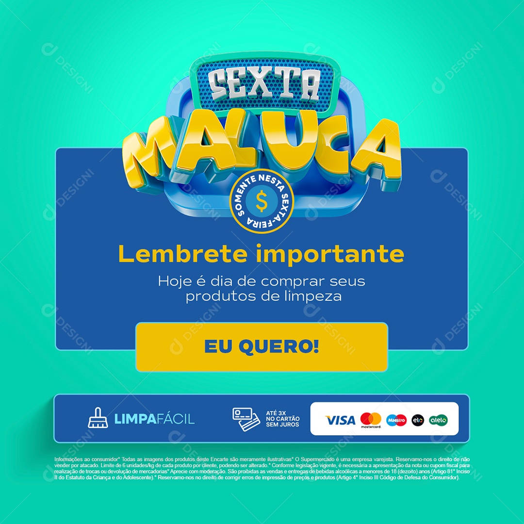 Sexta Maluca Lembrete Importante Social Media PSD Editável