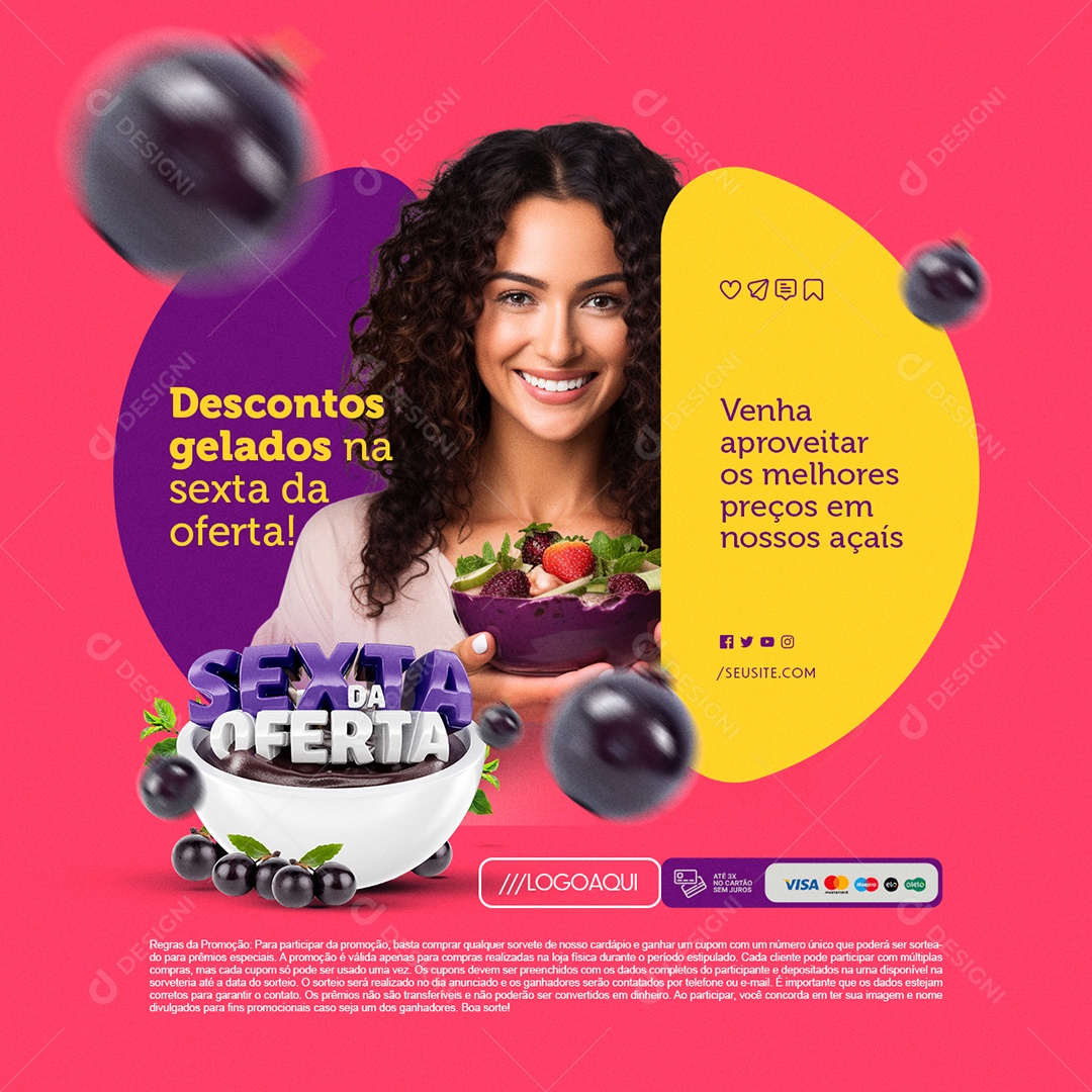 Sexta da Oferta Venha Apoveitar os Melhores Preço em nossos Açaís Social Media PSD Editável