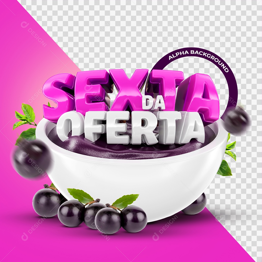 Sexta da Oferta Selo 3D Rosa e Branco para Composição PSD