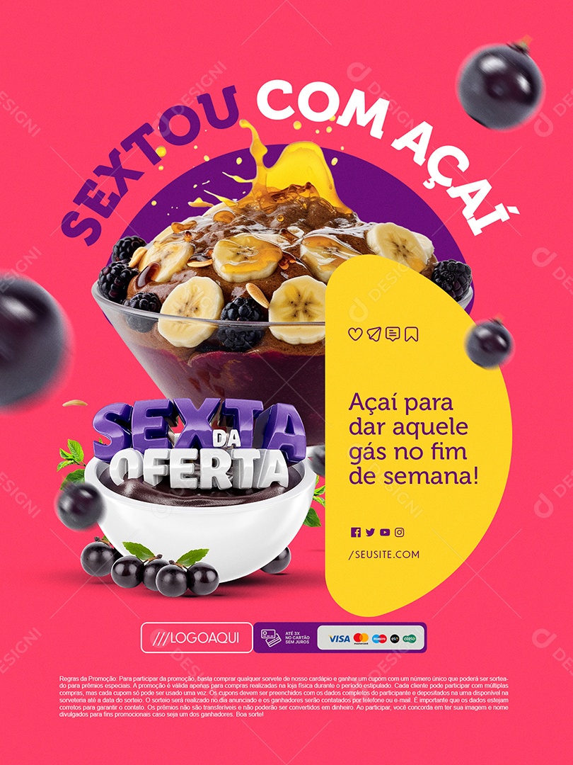 Sexta da Oferta Sextou com Açaí Social Media PSD Editável
