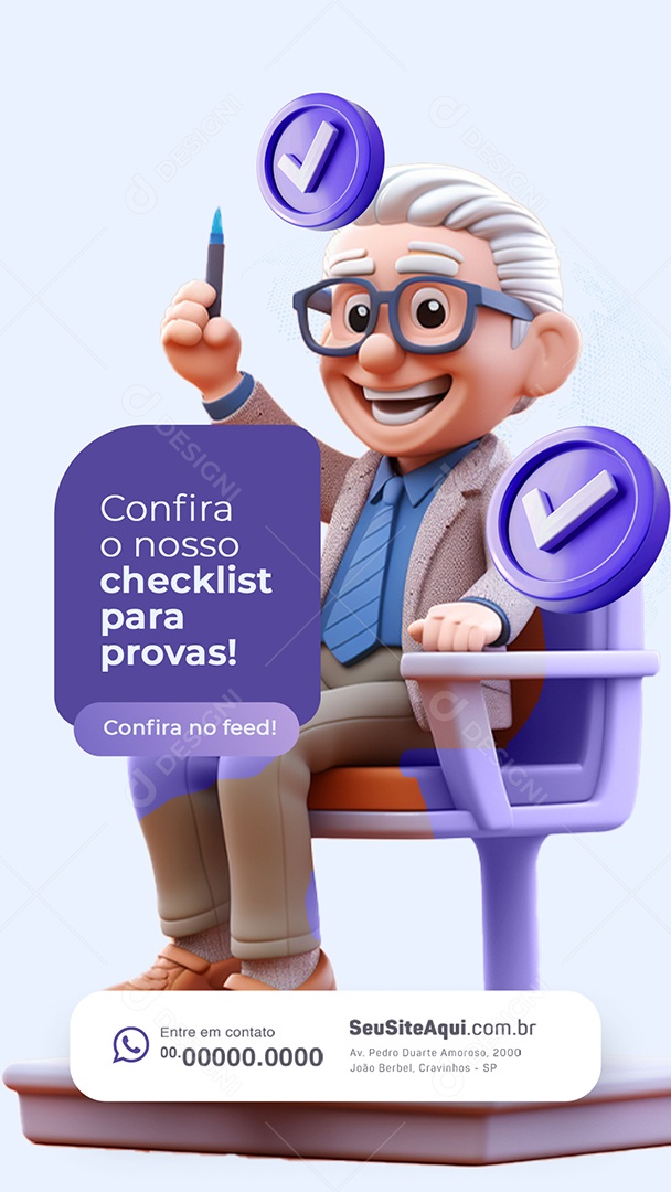 Story Faculdade Confira o Nosso Checklist para Provas Social Media PSD Editável