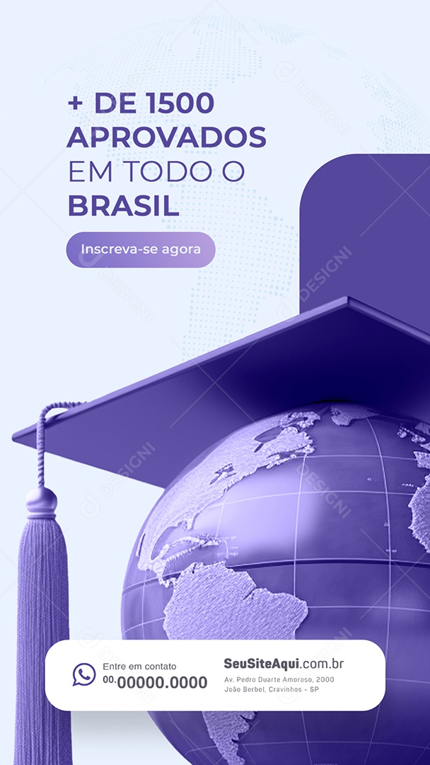 Story Faculdade Mais de 1500 Aprovados em Todo o Brasil Social Media PSD Editável