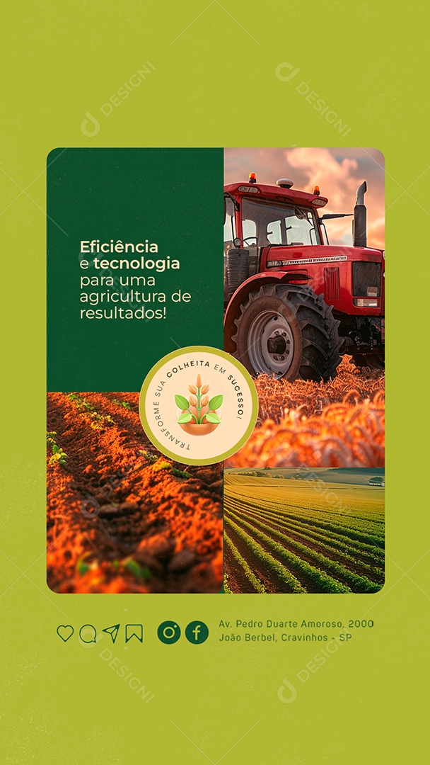 Story Eficiência e Tecnologia para uma  Agricultura de Resultados Social Media PSD Editável