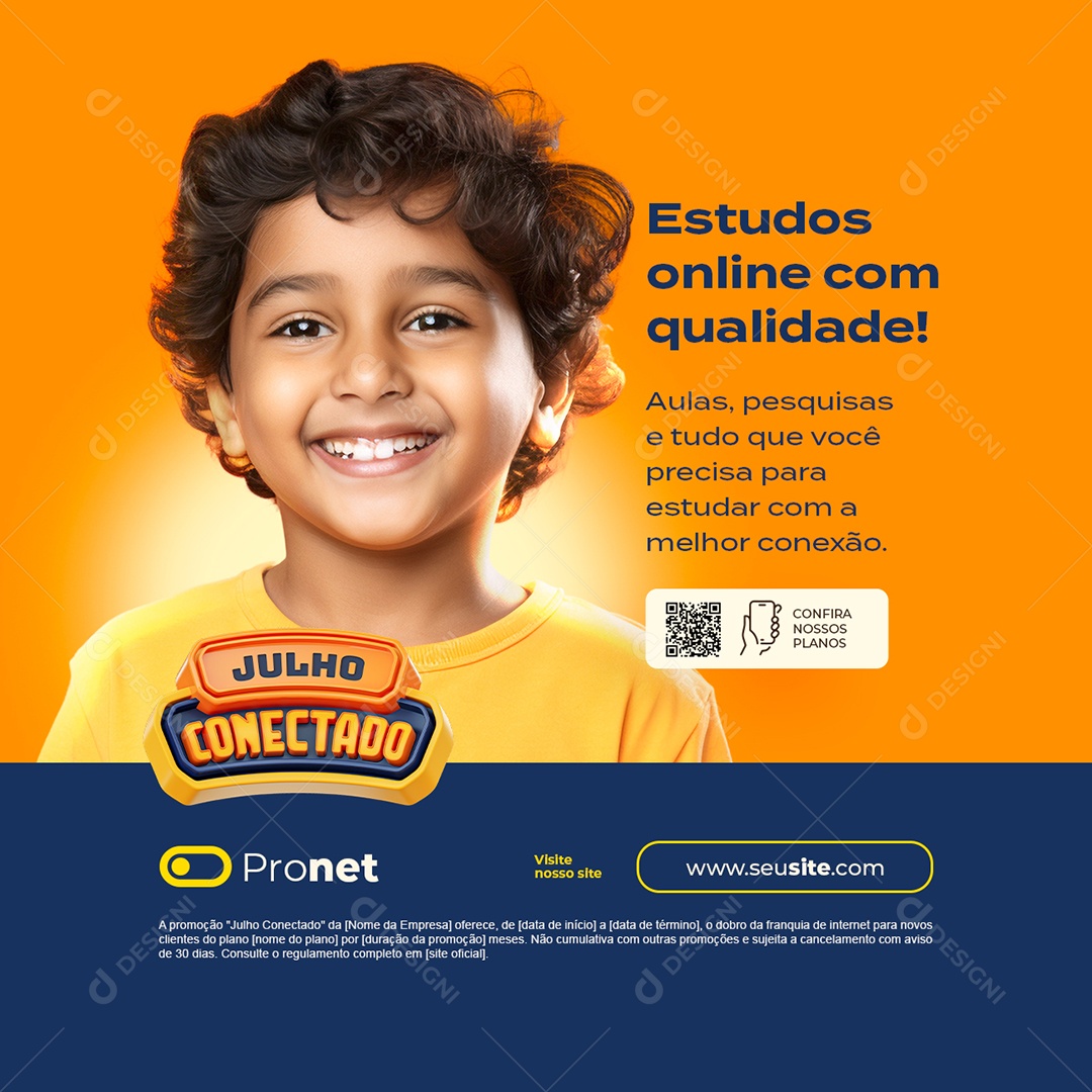 July Connected Online Studies with Quality Social Media Editable PSD