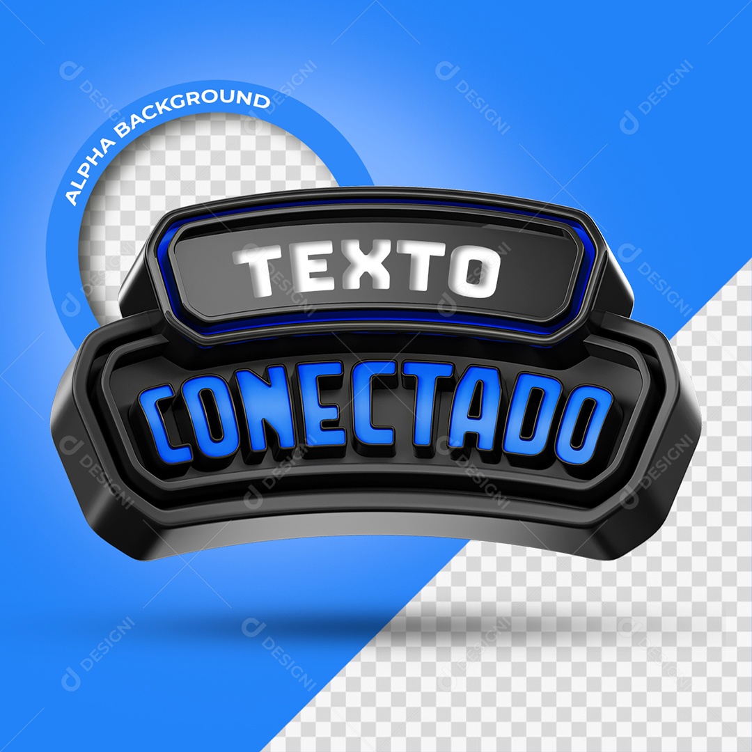 Conectado Texto 3D Azul para Composição PSD