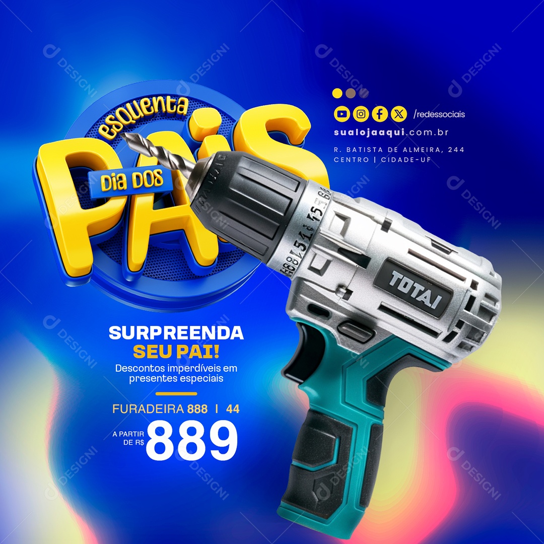 Esquenta Dia dos Pais Surpreenda seu Pai Social Media PSD Editável