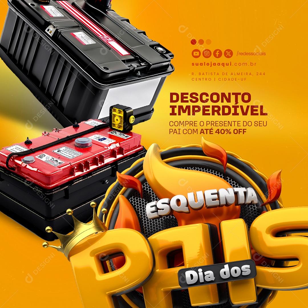 Esquenta Dia dos Pais Descontos Imperdível Social Media PSD Editável