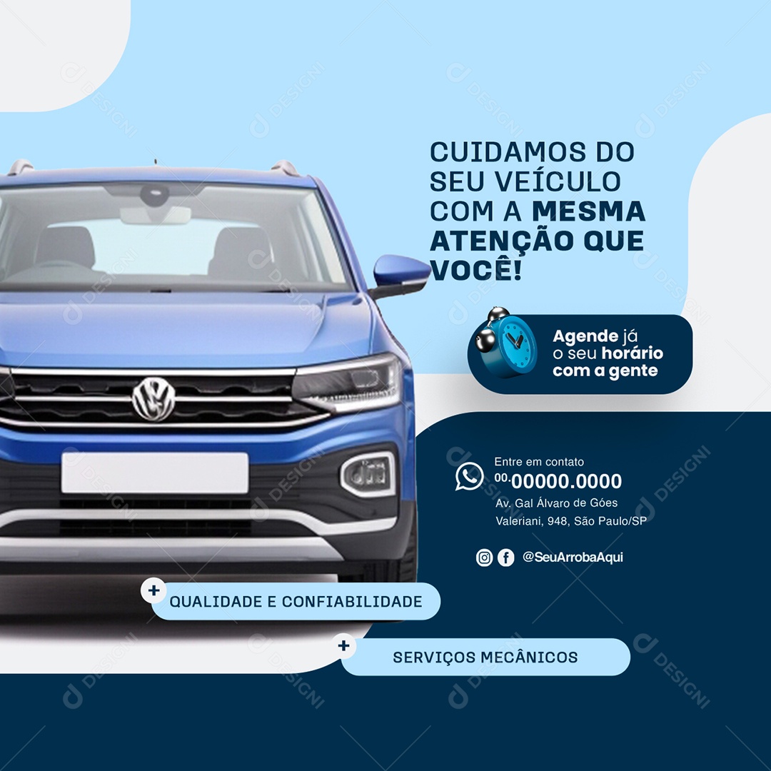 Cuidamos do Veículos com a Mesma Atenção que Você Social Media PSD Editável