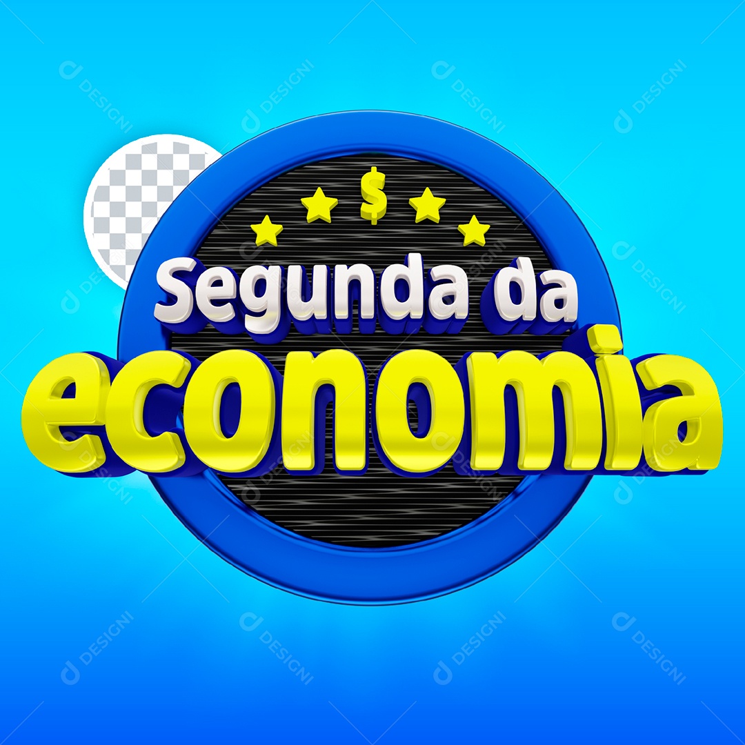 Selo 3D Varejo Para Composição Azul Segunda da Economia PSD