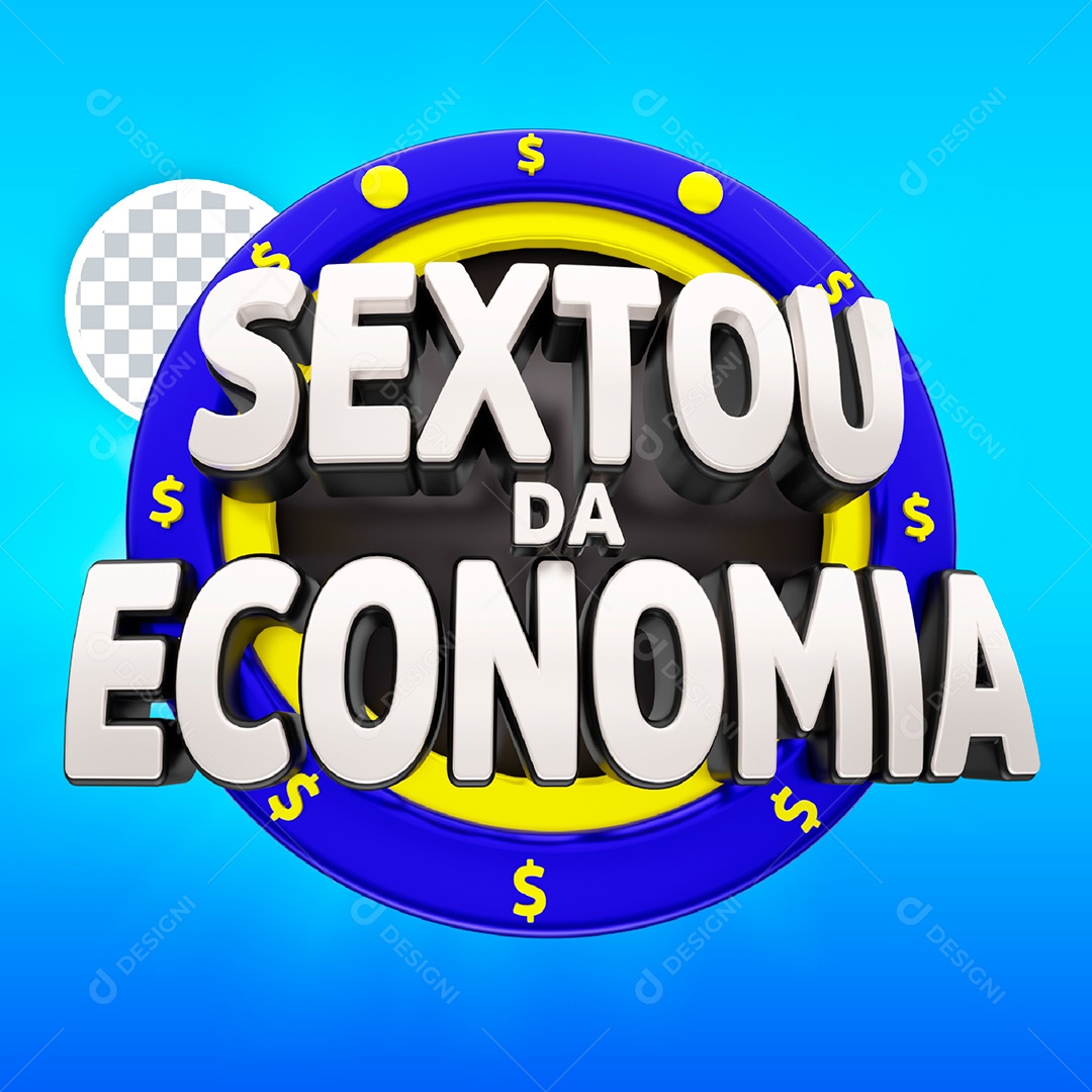 Selo 3D Varejo Para Coposição Azul Sextou da Economia PSD