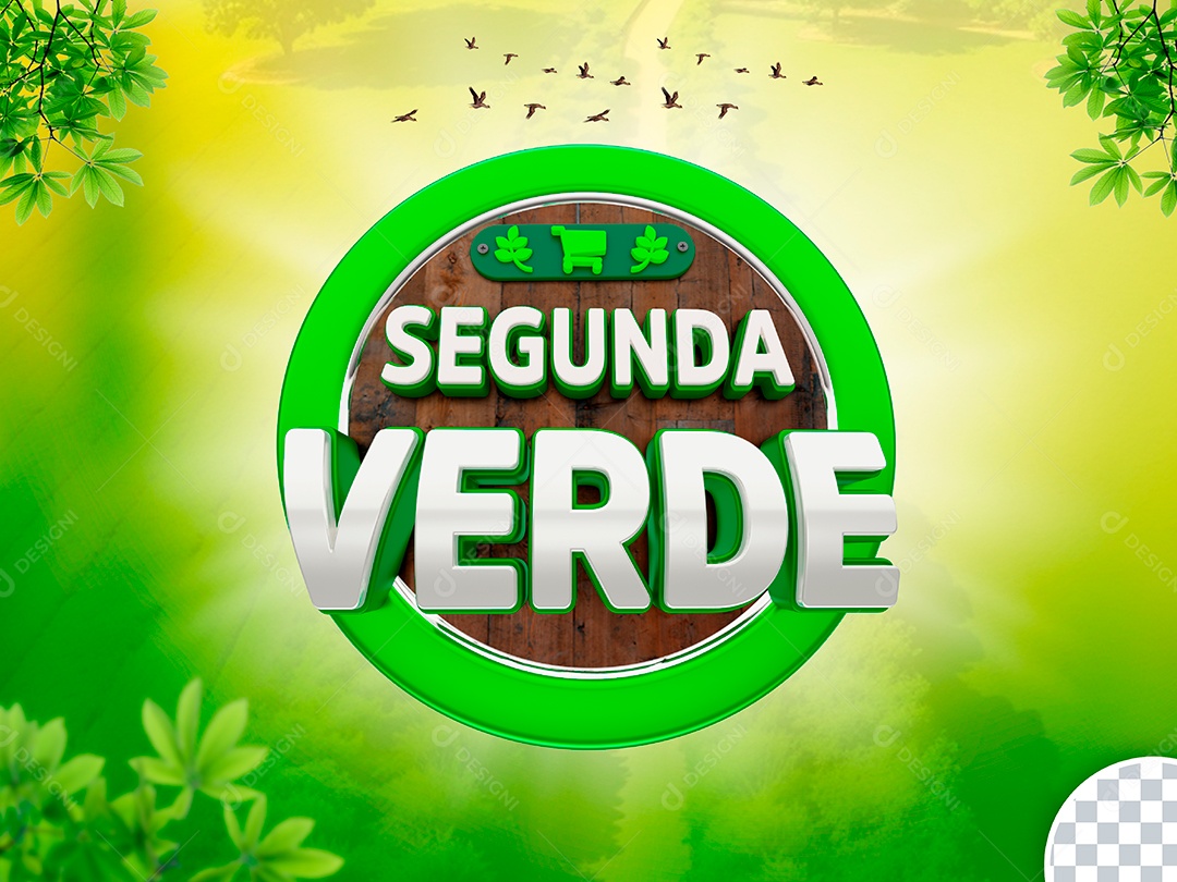 Selo 3D Varejo Para Composição Segunda Verde PSD